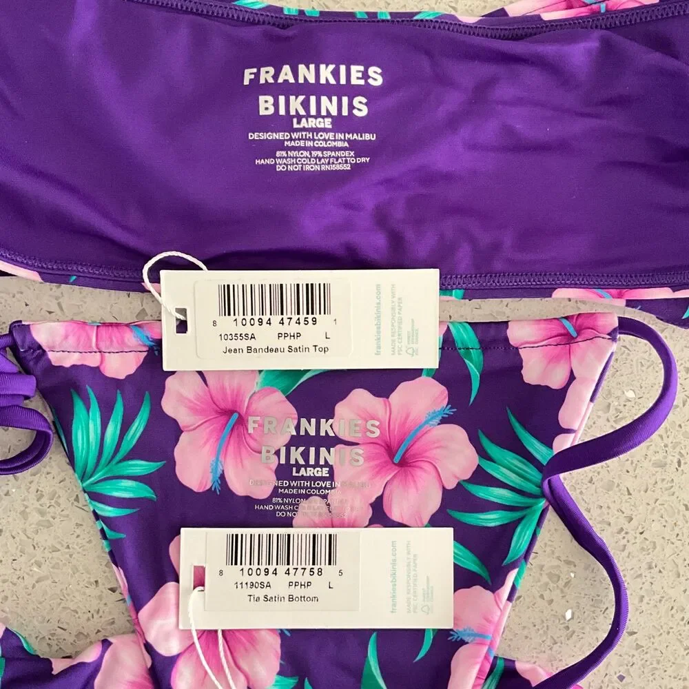 Frankie’s Bikinis Hibiscus Bikini Set Purple L